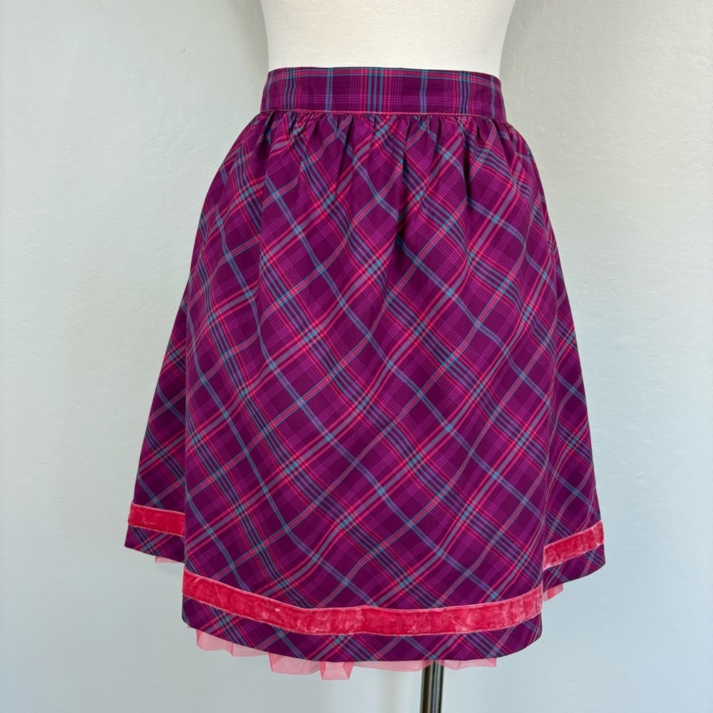 Matilda Jane Tinsley Skirt Sz M Purple Plaid Cotton Tulle Girlhood Coquette
